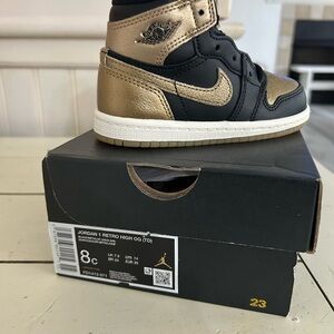 Jordan Retro High OG TD Black and Gold Sneakers
